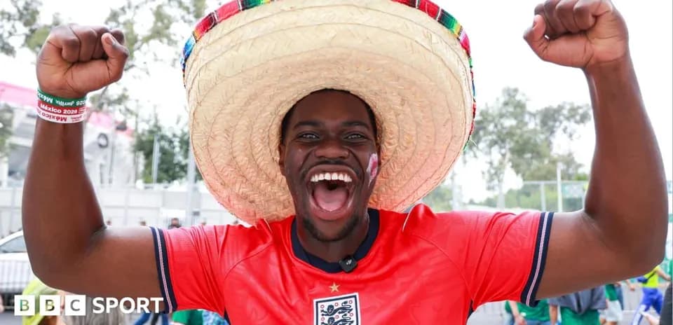 Fan in sombrero celebrating before the match