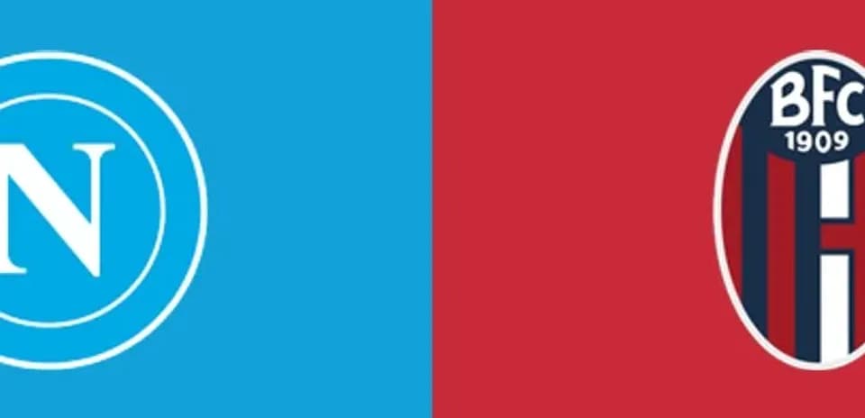 Logos of Napoli and Bologna on contrasting backgrounds