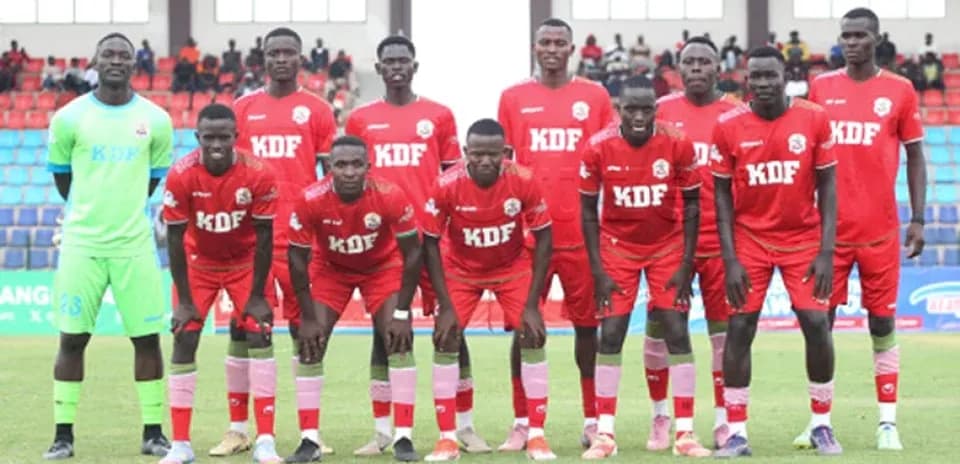 KDF football team posing for team photo