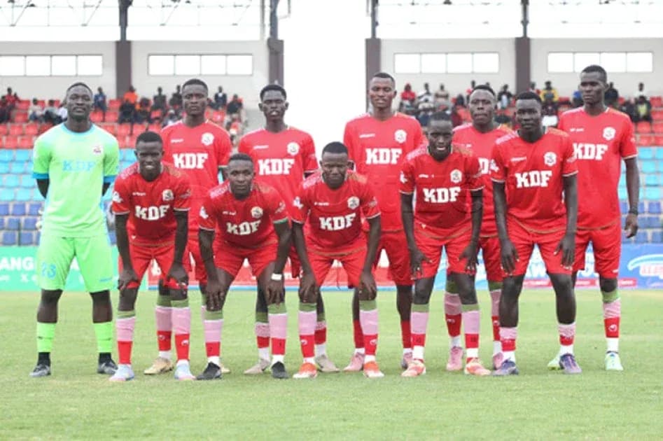 KDF football team posing for team photo