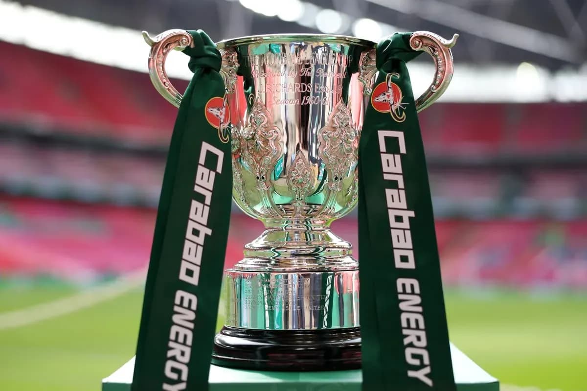Carabao Cup trophy displayed in stadium