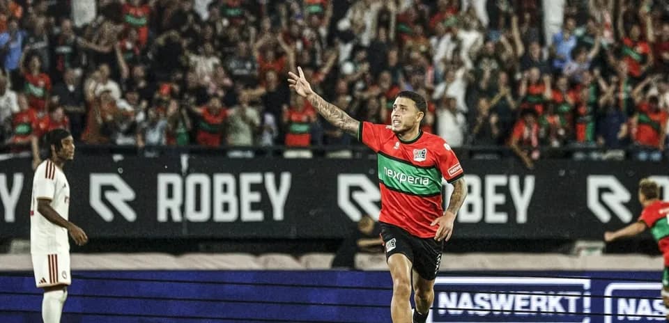 Player celebrating goal during NEC Nijmegen match