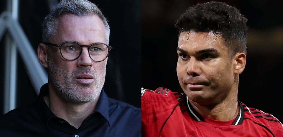 Split image of two football analysts in discussion