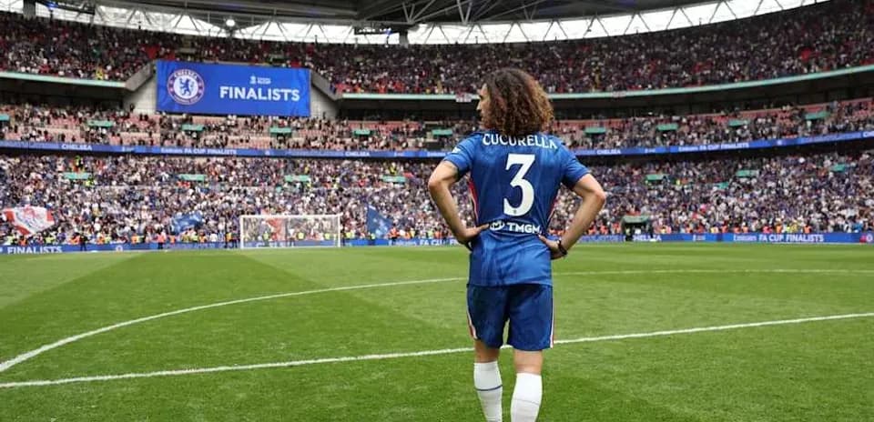 Cucurella on pitch at Wembley during final match