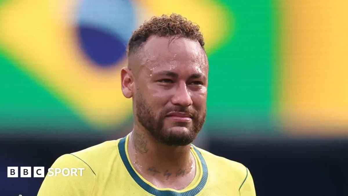 Neymar in Brazil kit after a match