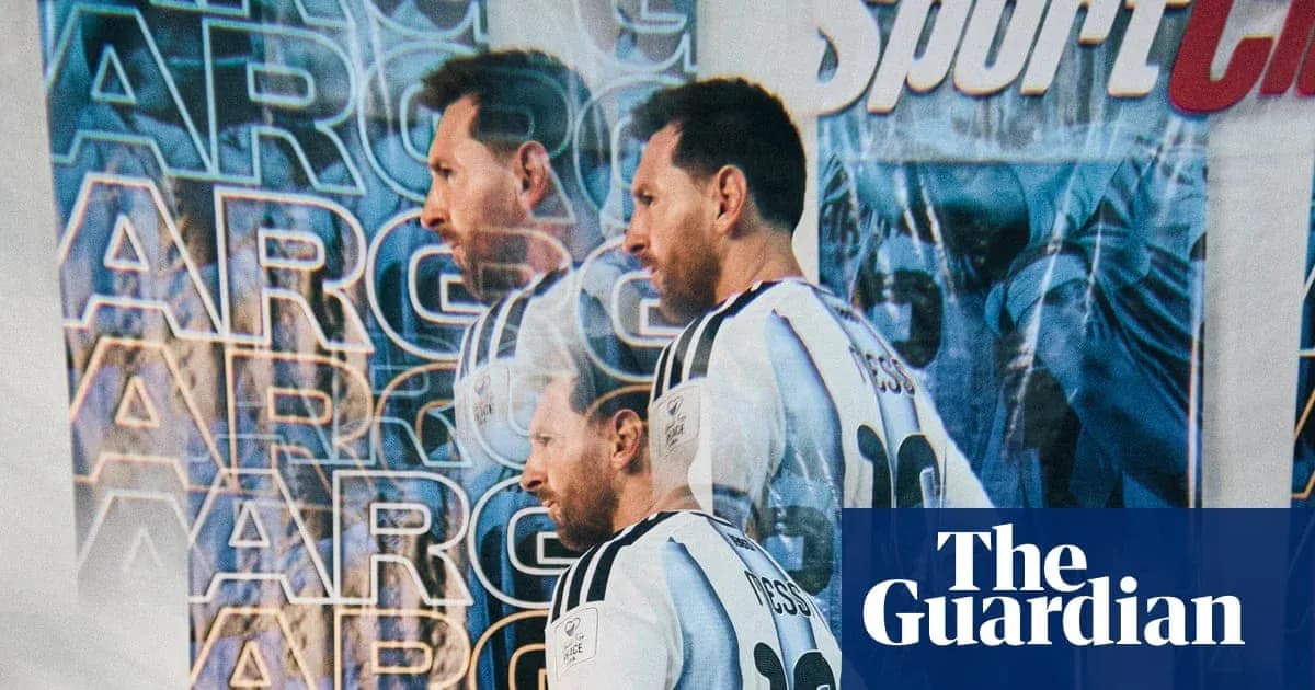 Player in Argentina jersey with multiple reflections