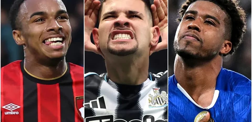 Three football players celebrating during matches