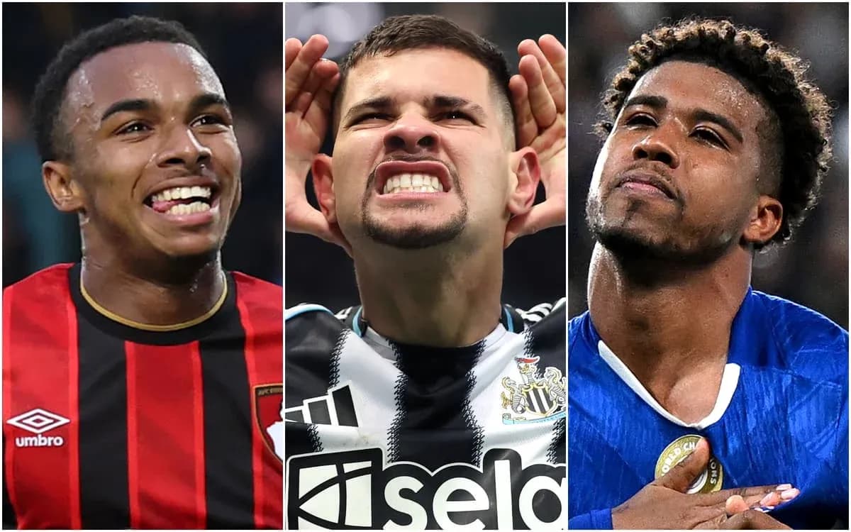 Three football players celebrating during matches Three football players celebrating during matches