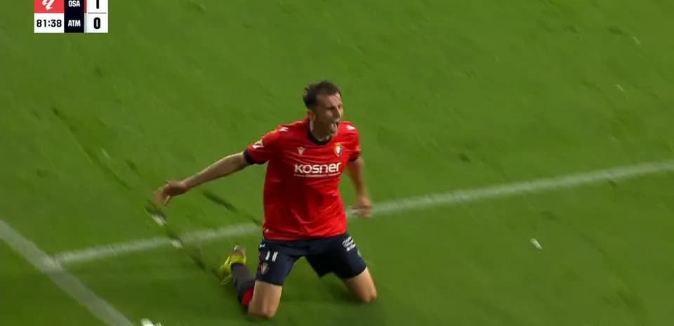 Osasuna player celebrating a goal in La Liga