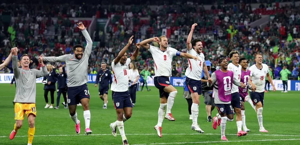 England players celebrating victory in World Cup
