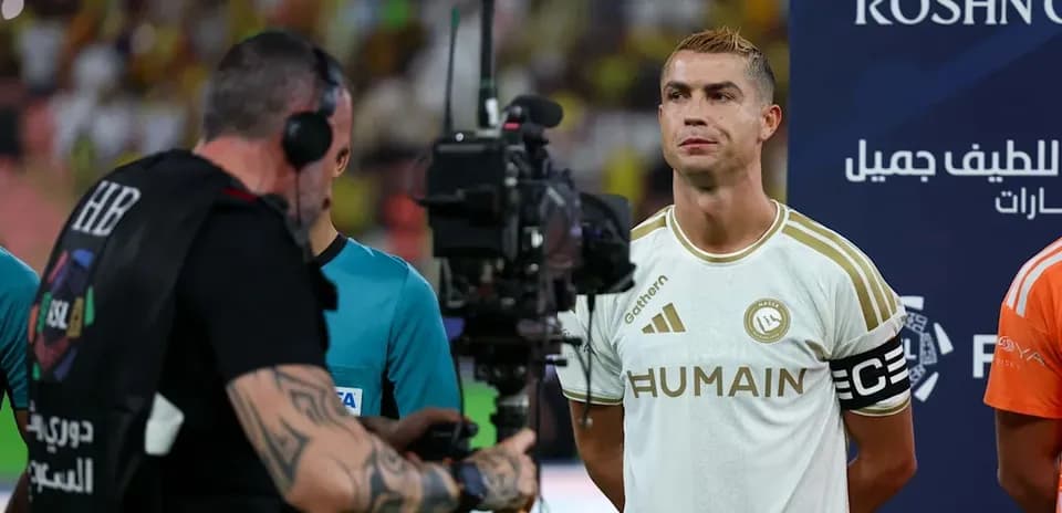 Cristiano Ronaldo standing during pre-match ceremony