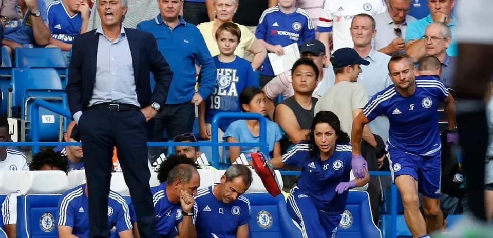 Jose Mourinho directing players from the sidelines