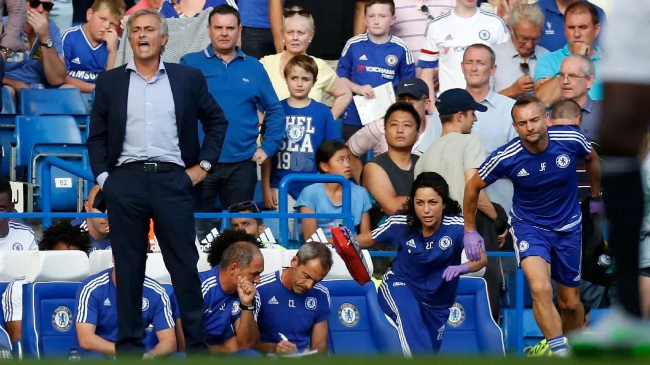 Jose Mourinho directing players from the sidelines