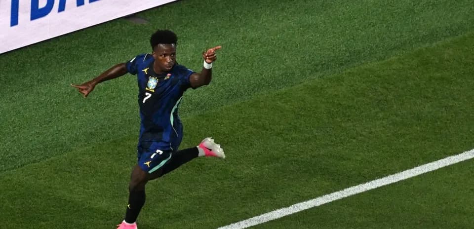 Player celebrating goal on the field