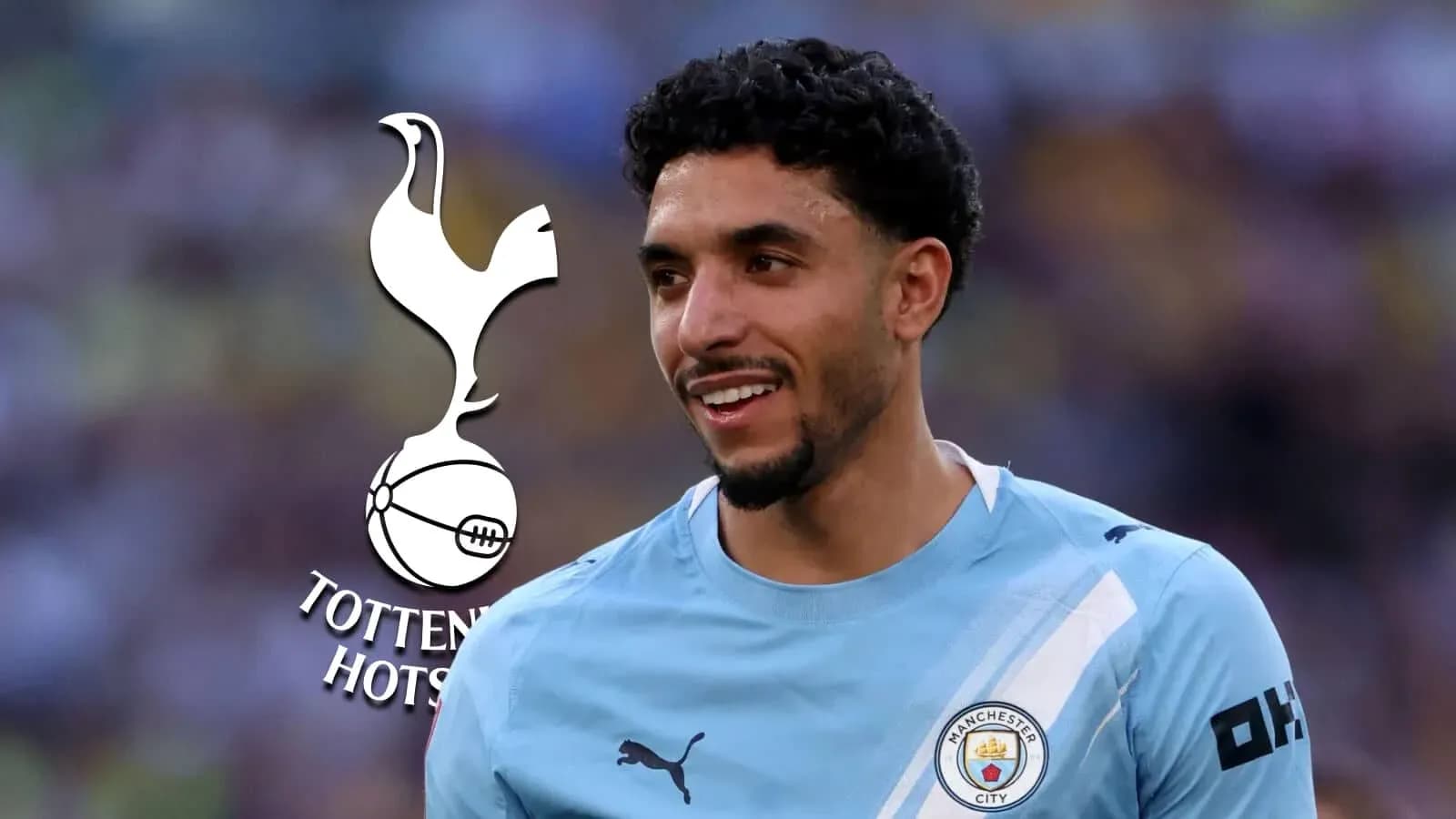 Player in Manchester City jersey with Tottenham logo