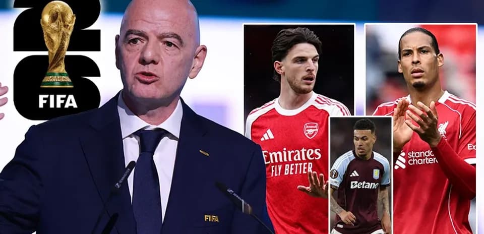 Gianni Infantino speaking at FIFA event with players