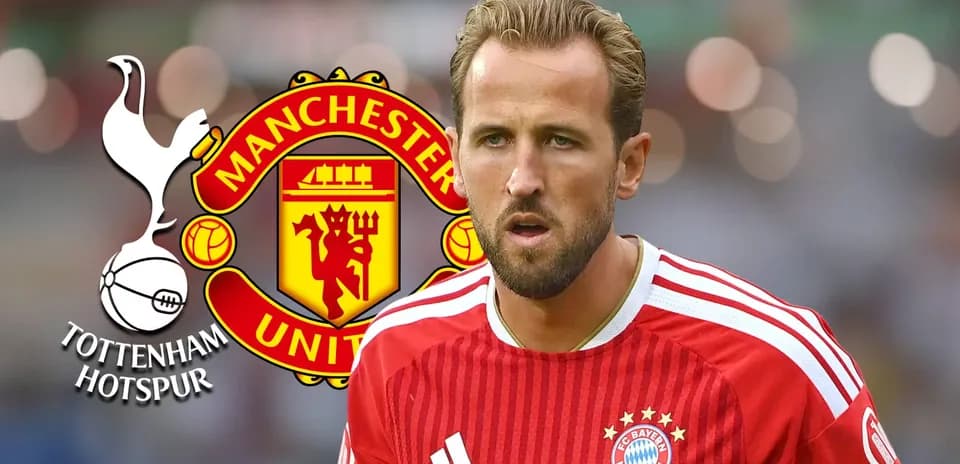 Harry Kane in Bayern Munich jersey with logos