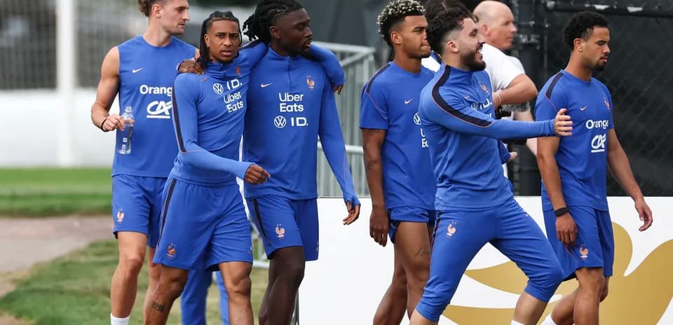 French football players walking during training session