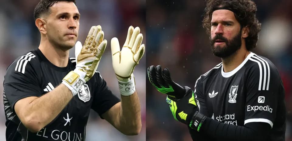 Two goalkeepers preparing for match during warm-up