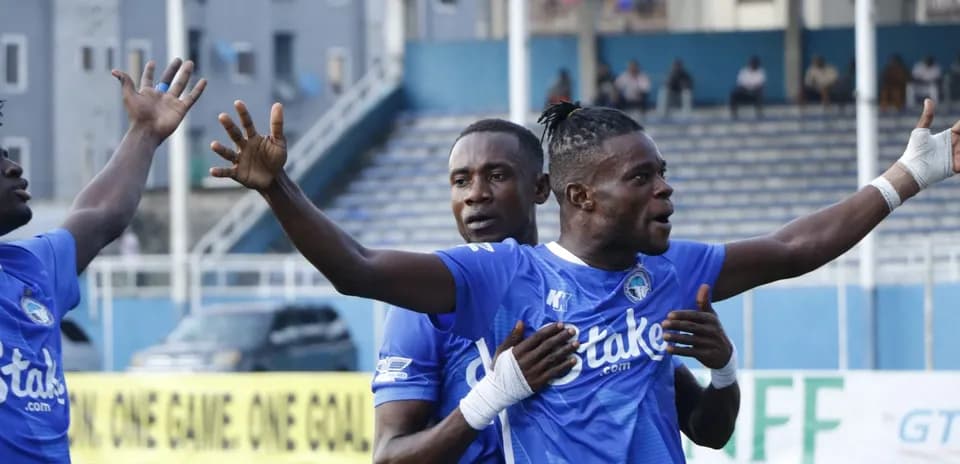 Enyimba players celebrating during match