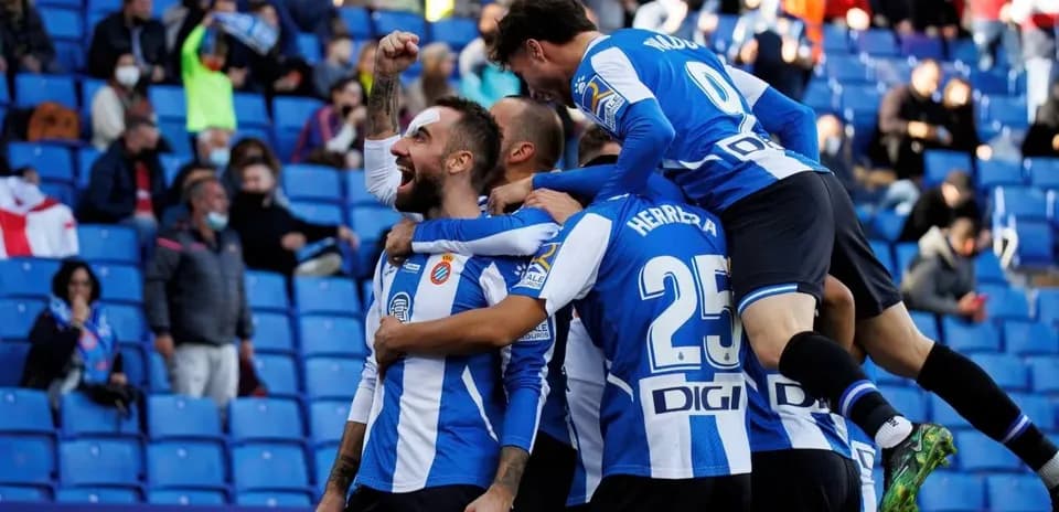 Espanyol players celebrating a goal during match