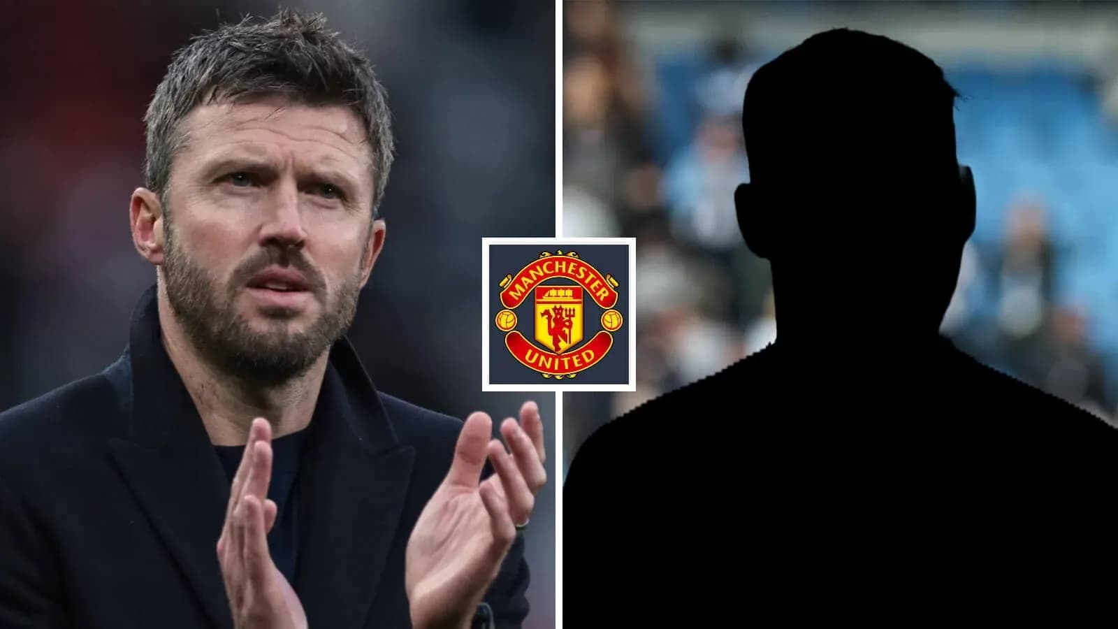 Coach gesturing with Manchester United logo background