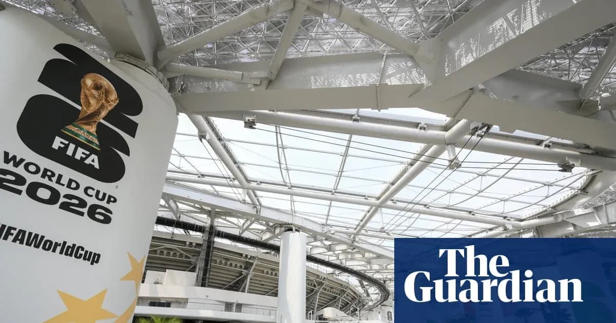 FIFA World Cup 2026 logo on stadium structure