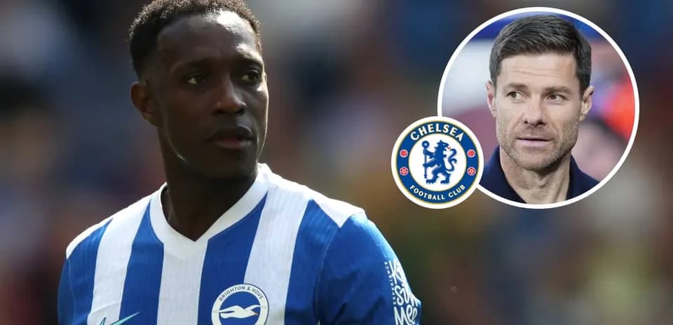 Brighton player in action with Chelsea logo and coach
