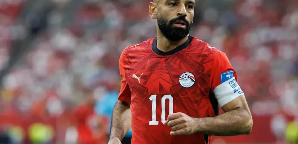 Player wearing red Egypt jersey during match