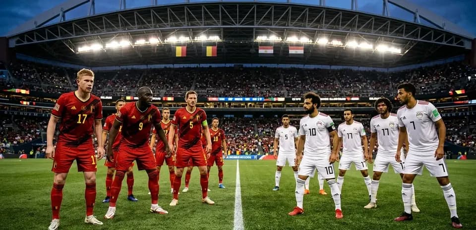 Belgium and Egypt players during World Cup match