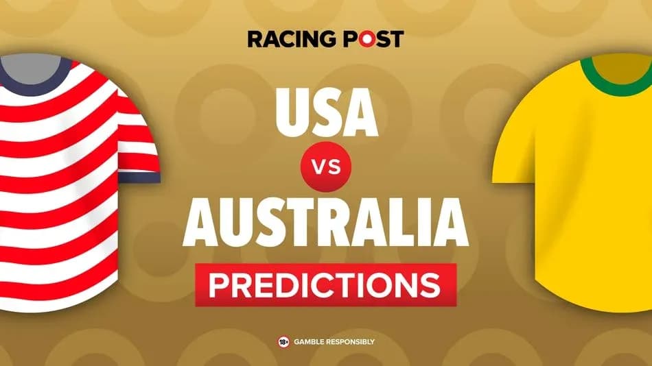 USA vs Australia predictions graphic with team jerseys