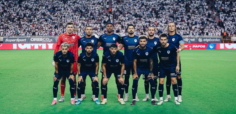 Pafos FC team photo before UEFA Europa League match