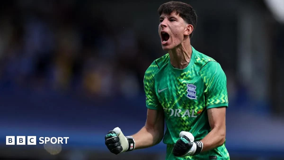 Birmingham City goalkeeper celebrating a save