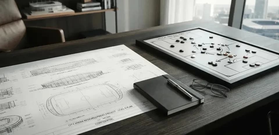Tactical board and plans on a wooden table