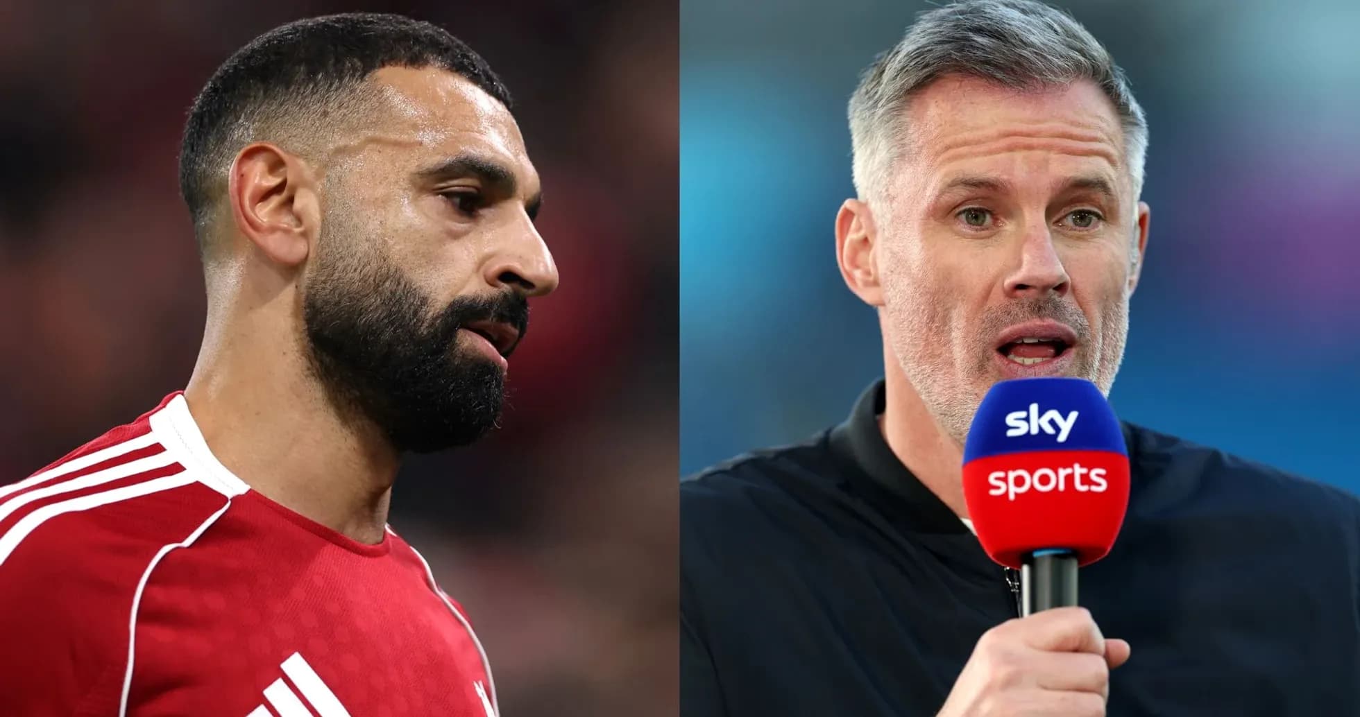 Mohamed Salah and Jamie Carragher during commentary
