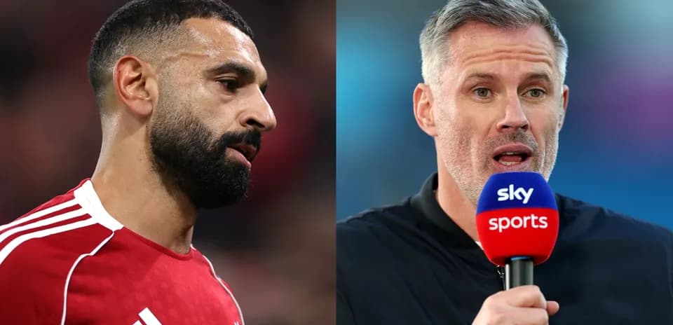 Mohamed Salah and Jamie Carragher during commentary