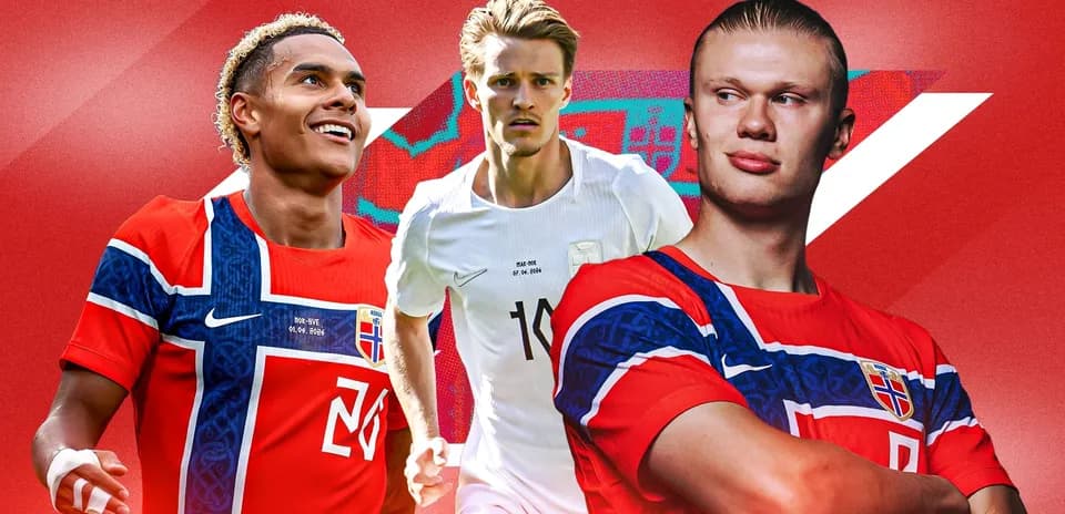 Three Norwegian football players in national team kits