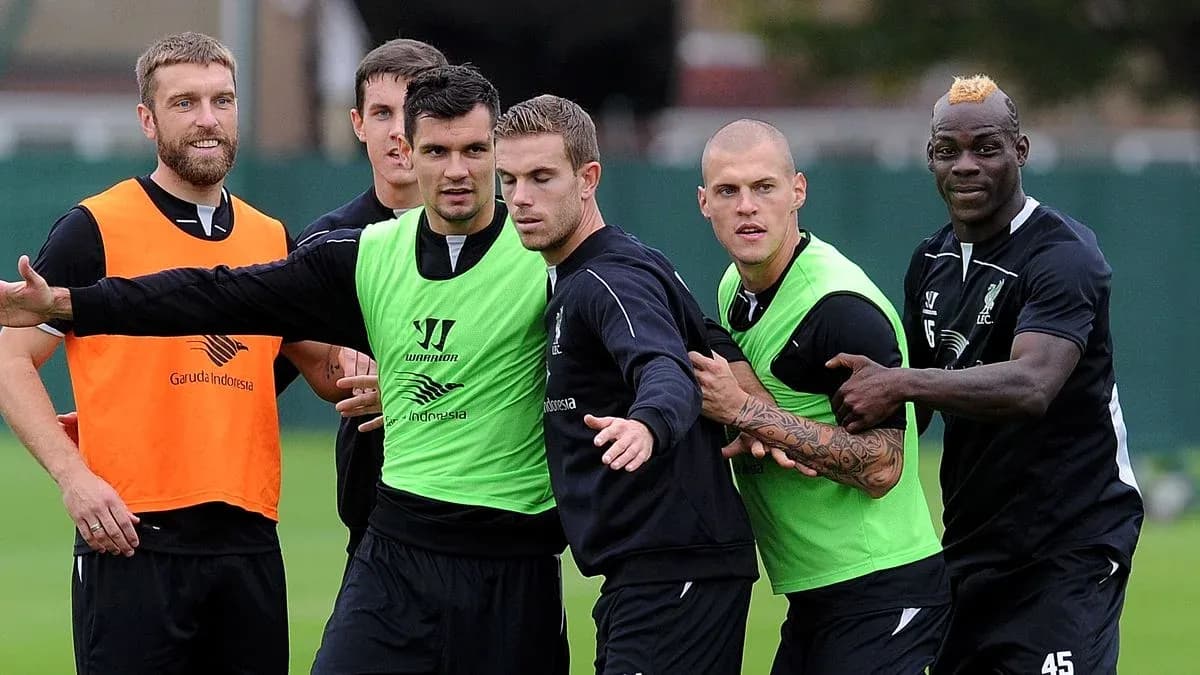 Liverpool players training in practice session