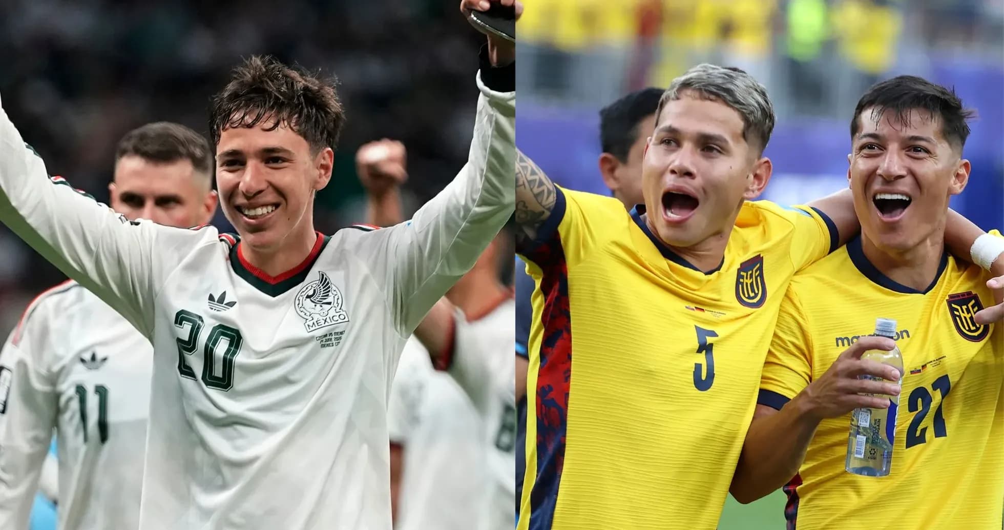 Players celebrating after the Mexico vs Ecuador match