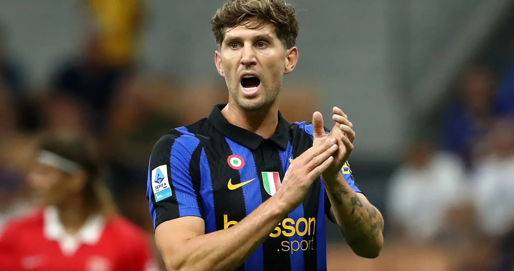 Player gesturing during a football match
