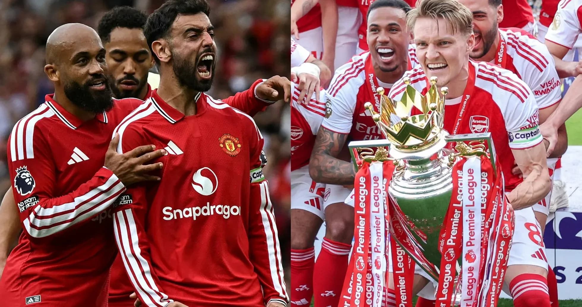 Manchester United and Arsenal players celebrating moments