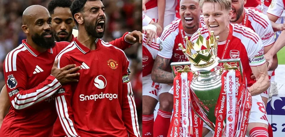 Manchester United and Arsenal players celebrating moments