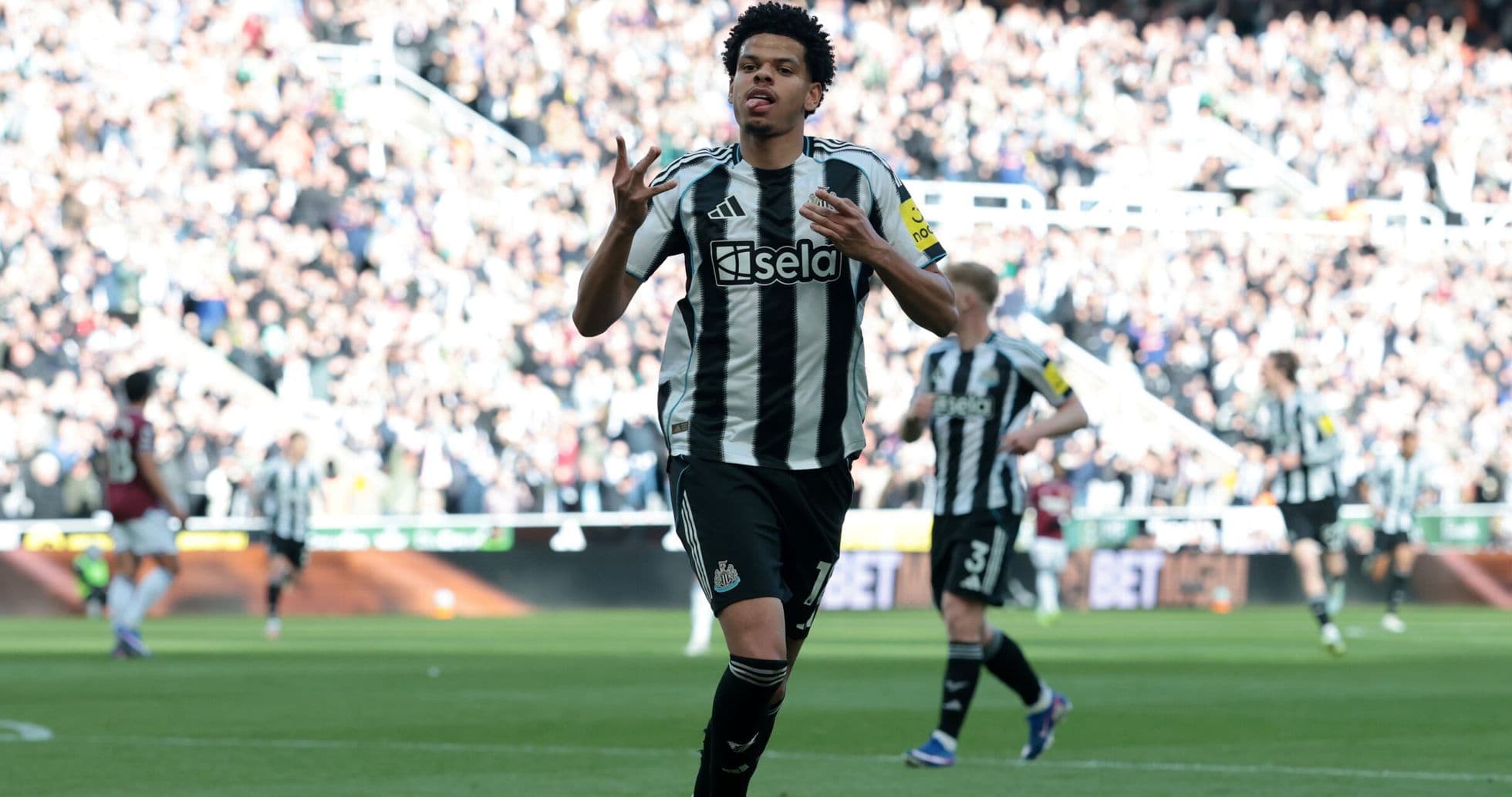 Newcastle player celebrating a goal during match