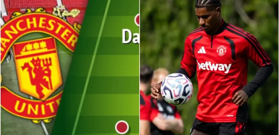 Manchester United player training with football