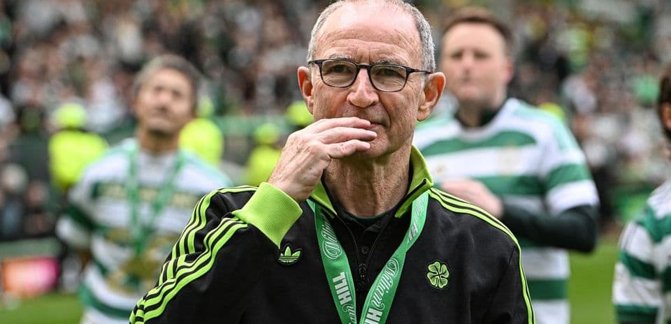 Coach with glasses at Celtic Park after match