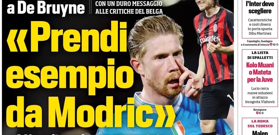 Headline featuring De Bruyne and Modric in football context