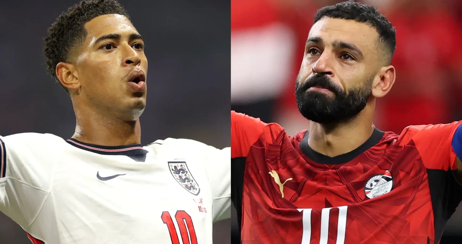 Two football players celebrating and expressing emotions