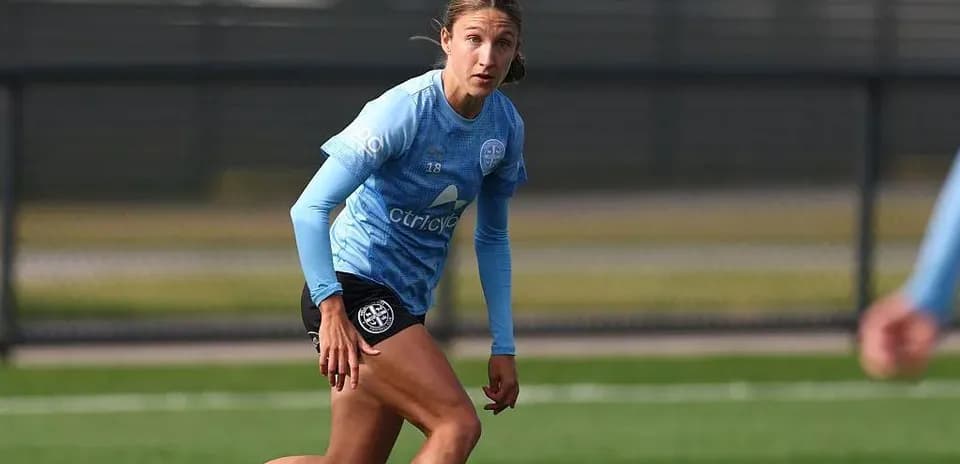 Player running during training session on the pitch