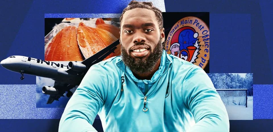Athlete posing with various themed backgrounds