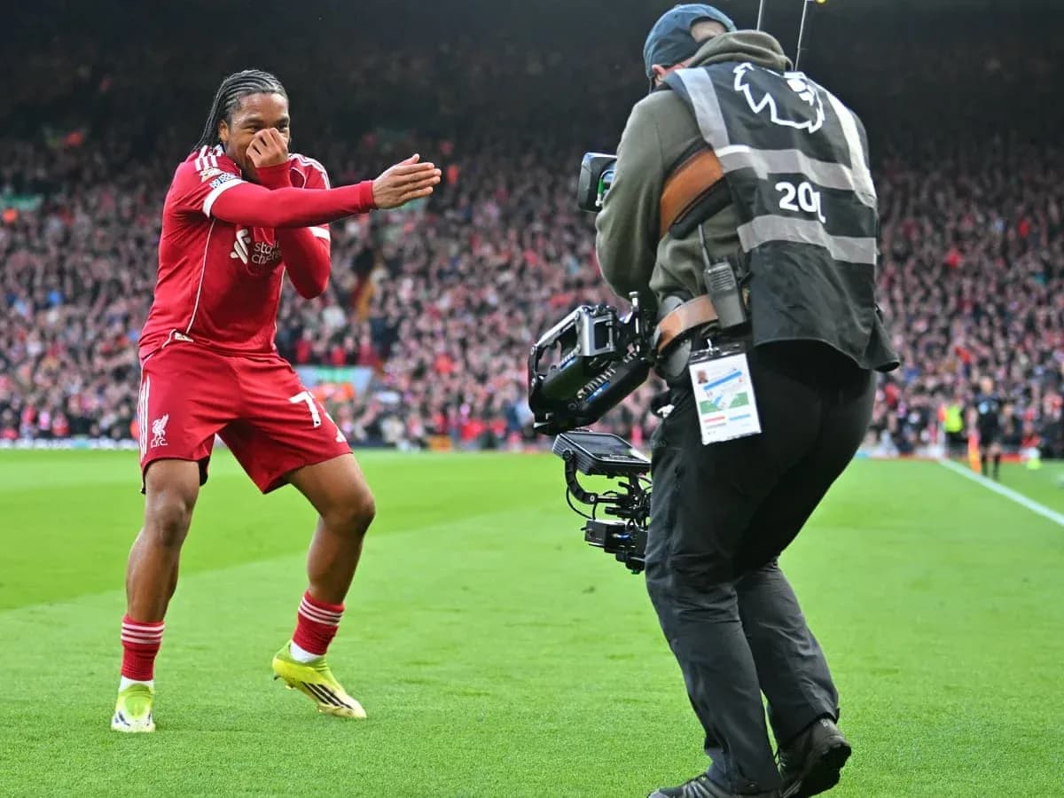 Liverpool player celebrating during Premier League match
